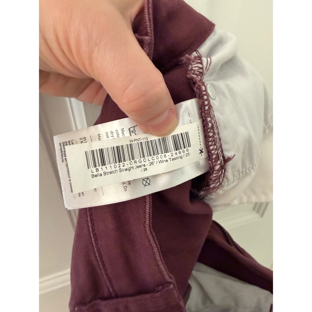 Quince Bella Stretch Straight Jeans Wine Tasting Burgundy Size 25 Cotton - Picture 5 of 8
